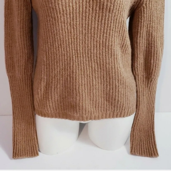 Attic & Barn Women's Tan Knit Blend Mohair Turtleneck Balloon Sleeve Sweater! M - Picture 3 of 8